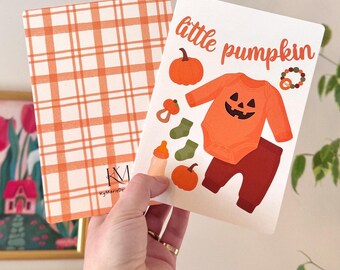 Kleine pompoen || Pompoenbezorging, pasgeboren baby, Halloween, Multifunctionele wenskaart