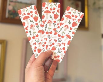 Bit of Red || Mushrooms and Hearts Nature Bookmark