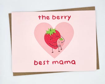 Berry Beste Mama || Moederdagwenskaart aardbei