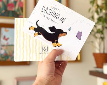 Dashing In || Teckel Hallo Multifunctionele Wenskaart