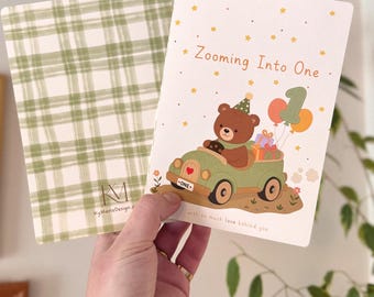 Inzoomen op één || Nieuwe baby, eerste verjaardag, gelukkige verjaardag, wenskaart