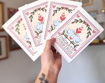 Tortelduifjes || Verjaardag, Valentijnsdag, Bruiloft, Verlovingswenskaart