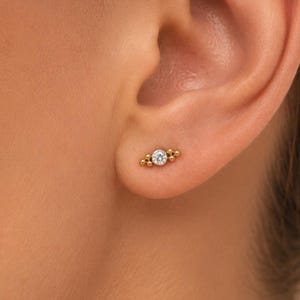 16G/18G/20G CZ Climber Threadless Labret Push Pin, Flat Back Stud Titanium Earring