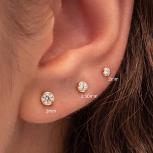 20G/18G/16G Threadless Labret • Flat Back Push Pin Earrings • Diamond Studs • Gold Stud