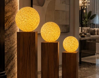 set 3 pieces Handcrafted mosaic Floor Lamp, Luxury Globe Lighting Decor, Modern Entryway Pedestal Lamps, Ambient Light Sculpture