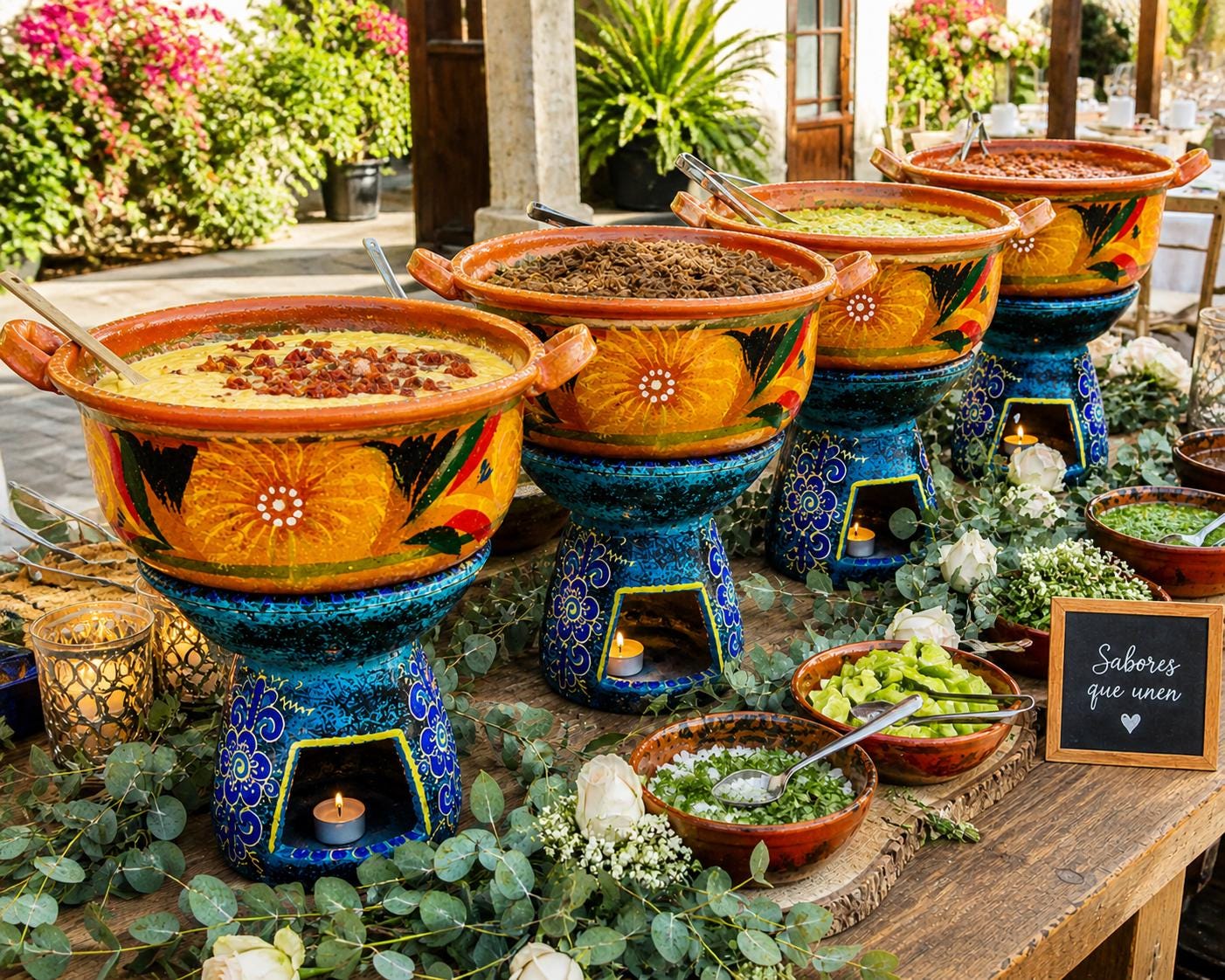 ManifatturaArtisticaLePorcellane 陶器トレイ Handmade Mexican Buffet Warmer Set – 11” Clay Anafre + 8.8 Lb