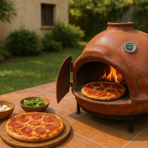 Mexican Clay Oven with Thermometer – Handmade Outdoor Terracotta Grill & Wood-Fired Cooker