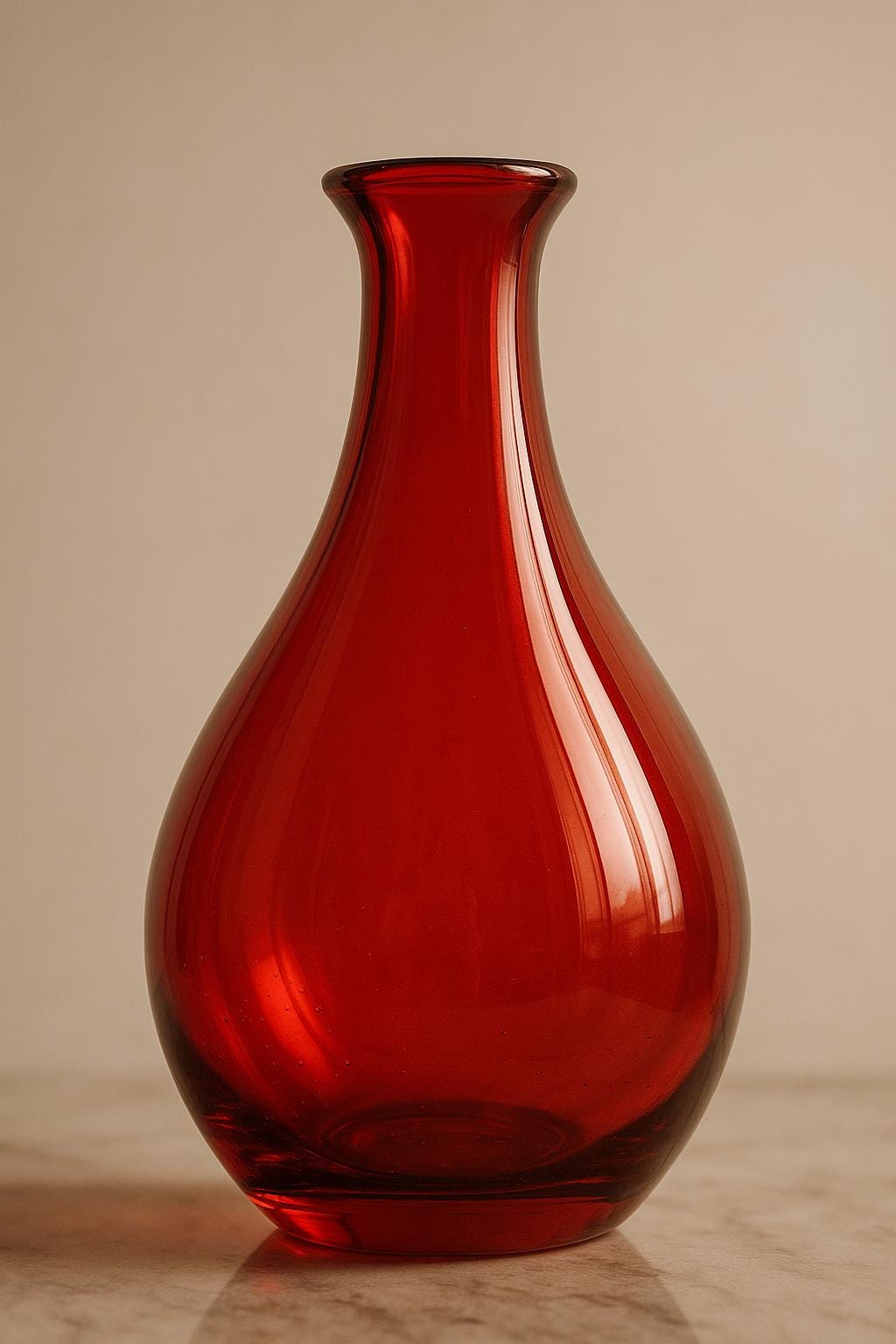 手吹きの赤いガラスの花瓶 – 高級職人の作品 13.3インチ x 8.2インチ x