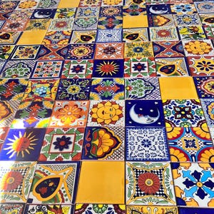 100 pieces of Mexican talavera tiles, authentic hand painted talavera tiles, 4x4, mixed colorful designs