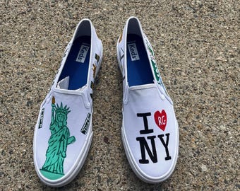 City-themed Painted Shoes (Custom Hand Painted Canvas Keds)