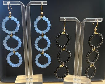 Triple Loop Bead Earrings