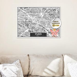 Paris Stadt Karte Map Schwarze Edition - A3 Druckbare Wand Kunst Png, Pdf, Jpeg + GIS Dateien S.P.P.K Modernes minimalistisches Dekor