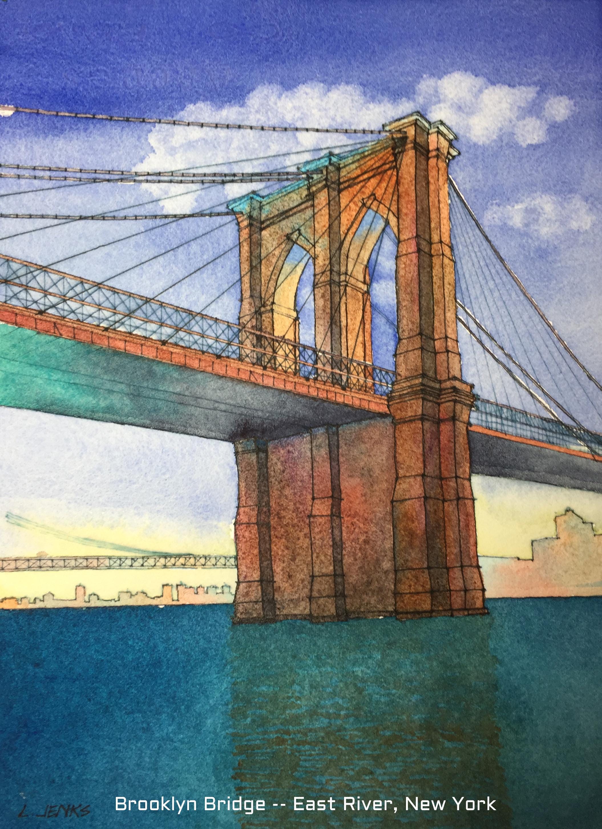 Watercolor Traceable Outline Drawing -- Brooklyn Bridge - Etsy