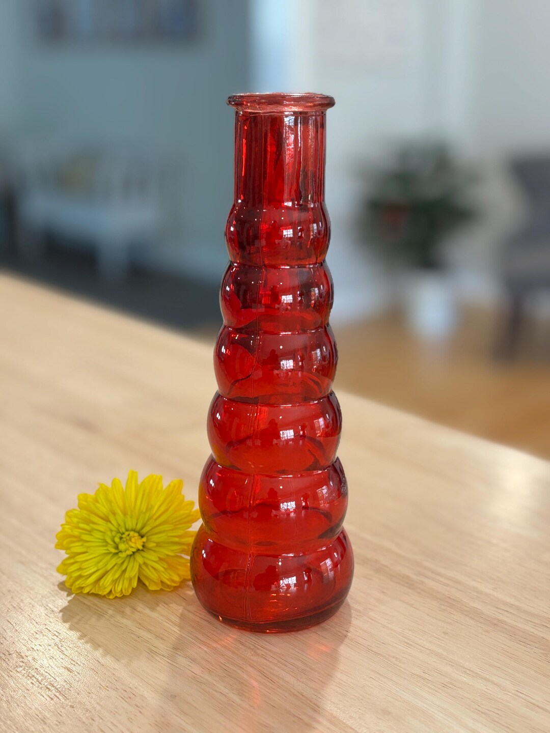 Vintage Ruby Red Bulbous Glass Vase – Mid-century Modern Art Glass - Etsy