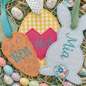 ITH Osterkorb Anhänger Stickdatei, In Hoop Applikation, 7 Designs (Instant Download)