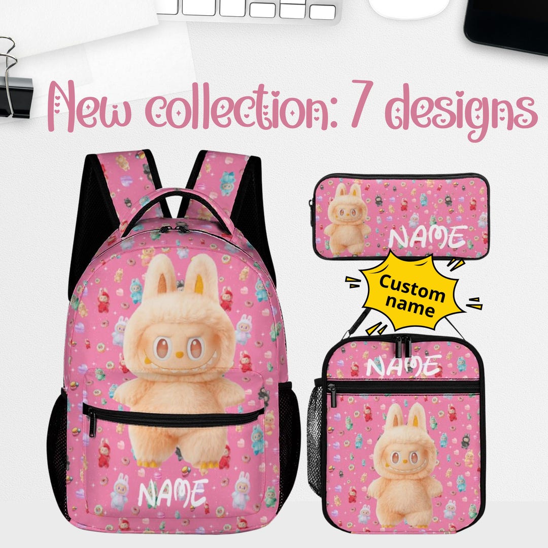 Custom Cute Monsters 3-in-1 Backpack Set (backpack + Lunch Bag + Pencil ...
