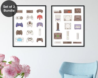 Video Game Wall Art Print (Set of 2 Bundle) Gaming Print Gaming Room Decor