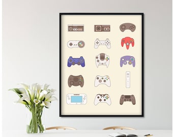 Video Game Controller Wall Art, Video Game Poster, Video Game Decor, Game Room Decor, Video Game Art Gift, Video Game Print, Video Game
