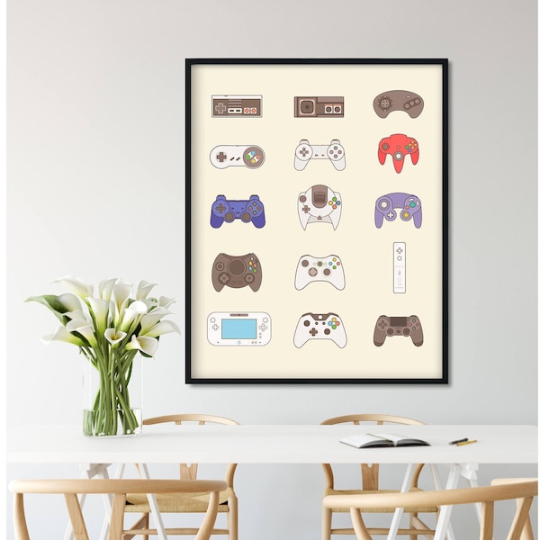 Video Game Controller Wall Art, Video Game Poster, Video Game Decor, Game Room Decor, Video Game Art Gift, Video Game Print, Video Game