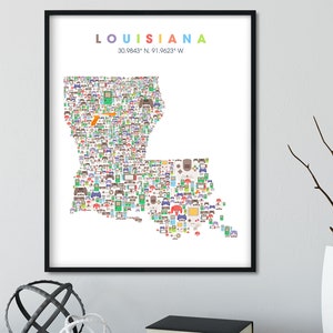 Louisiana video game Kaart, City Wall Art Print, Louisiana Buurt Kaart, Louisiana Gift, Louisiana Poster, Louisiana Art Print