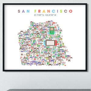 Carte de l’art du jeu vidéo de San Francisco |  | d’affiches de jeu  Décoration de salle de jeux vidéo |  Art mural, Carte du quartier de San Francisco, Cadeau De San Francisco