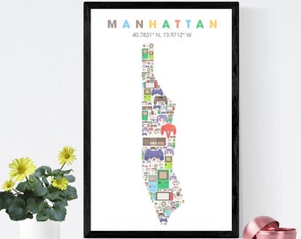 Manhattan Video game poster Map | Video Game Posters for Walls - Video Game Wall Art and Gamer Poster, Game Room Decor, Gamer Wall Art