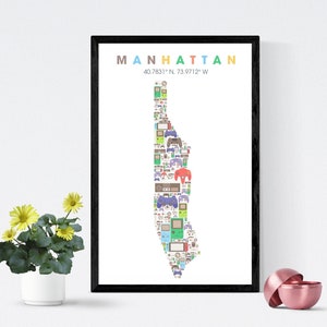 Manhattan Video game poster Map / Video Game Posters for Walls - Video Game Wall Art and Gamer Poster, Game Room Decor, Gamer Wall Art
