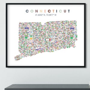 CONNECTICUT Video Game Gift, Connecticut Gamer Kaart, Video Game Decor, Nerd Geschenken, Game Room Controller Art Print