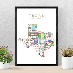 AFFICHE DE JEU VIDÉO TEXAS, Petite amie de joueur du Texas, Décor de jeu vidéo, Cadeaux Nerd, Impression d’art de contrôleur de salle de jeu, Serez-vous mon joueur 2