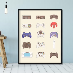 Arte de pared del controlador de videojuegos, cartel de videojuegos, decoración de videojuegos, decoración de sala de juegos, regalo de arte de videojuegos, impresión de videojuegos, videojuego imagen 5