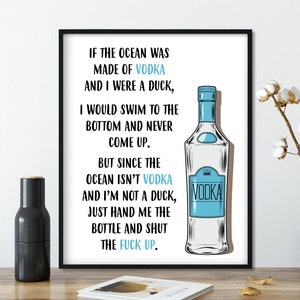 Vodka Bar Cart Wall Art Print, Adult Humor Wall Art, Alcohol Quote Poster, Bar Print, Bar Poster, Man Cave Decor, Housewarming Vodka Gifts