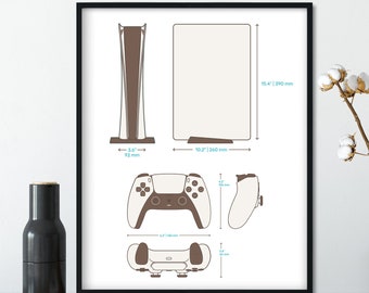 PS Video Gaming Console Dimensions | Video Game Decor Patent Prints