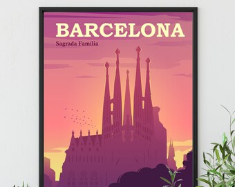 BARCELONA Travel Poster, Sagrada Familia Travel Poster, Antoni Gaudí, Barcelona Gift Poster, Barcelona  Art Print, Barcelona Print