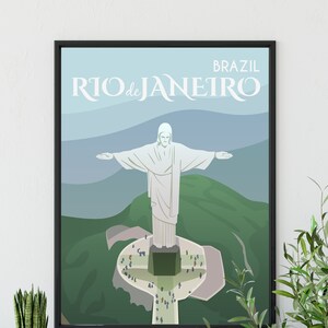 Pôster de viagem do RIO DE JANEIRO, Pôster de viagem do Brasil, Pôster da cidade do Brasil, São Sebastião, Pôster de presente do Brasil, Impressão artística do Brasil, Impressão do Brasil
