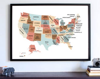 State Capital Map Etsy State Capital Map Etsy
