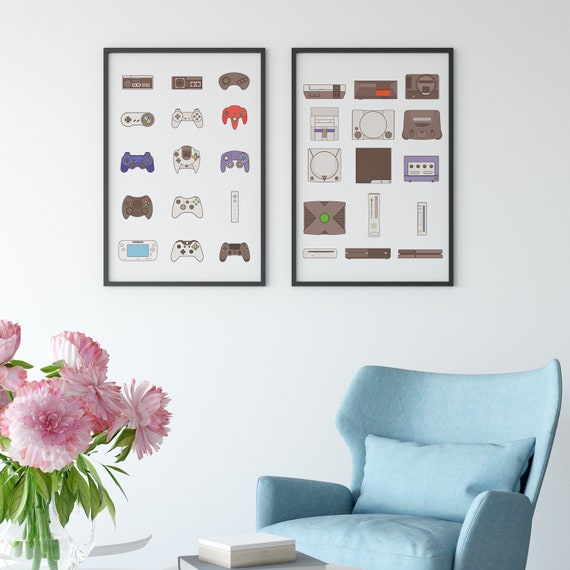Set Of 2 Game Wall Art Print Nintendo Controller