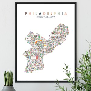 PHILADELPHIA-kaart voor videogameposter: uniek gamekunstdecor met iconische gameconsole-stijl