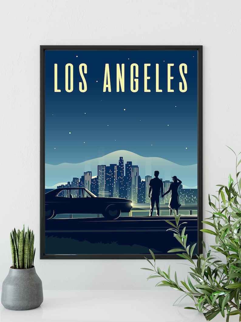 LOS ANGELES Travel Poster LA Wall Art Print California City Etsy