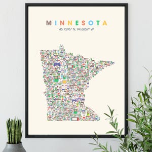 Unieke kaart videogames van Minnesota: boeiende muurkunstprint in de buurt voor gamers en verzamelaars