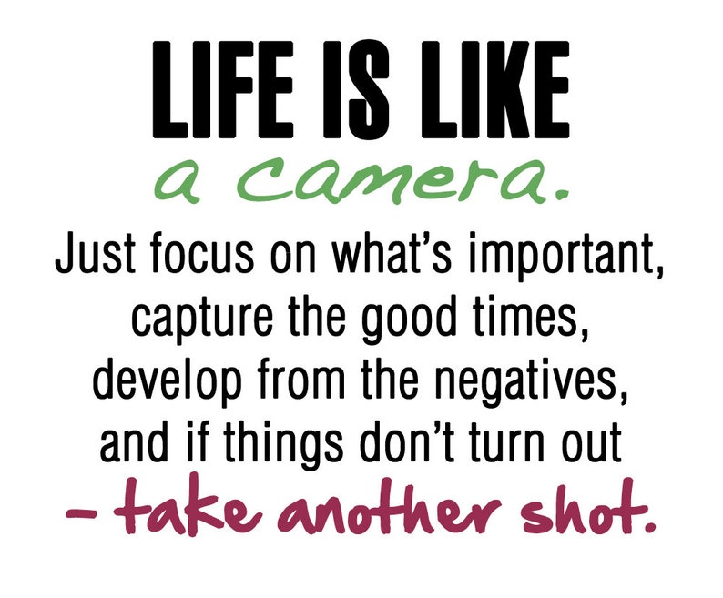 Life is Like A Camera Motivational Wall Art Print Camera Etsy