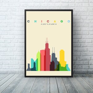 Chicago Skyline Wall Art, Dorm Room Decor, Classroom Poster, Illinois skyline, Skyline art, Office decor, Home decor, Travel cityscape decor image 8