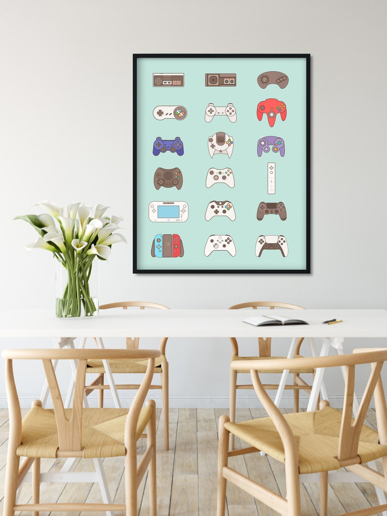 Video Game Posters for Walls Video Game Wall Art and Gamer Poster, Game Room Decor, Gamer Wall Art Light Cyan