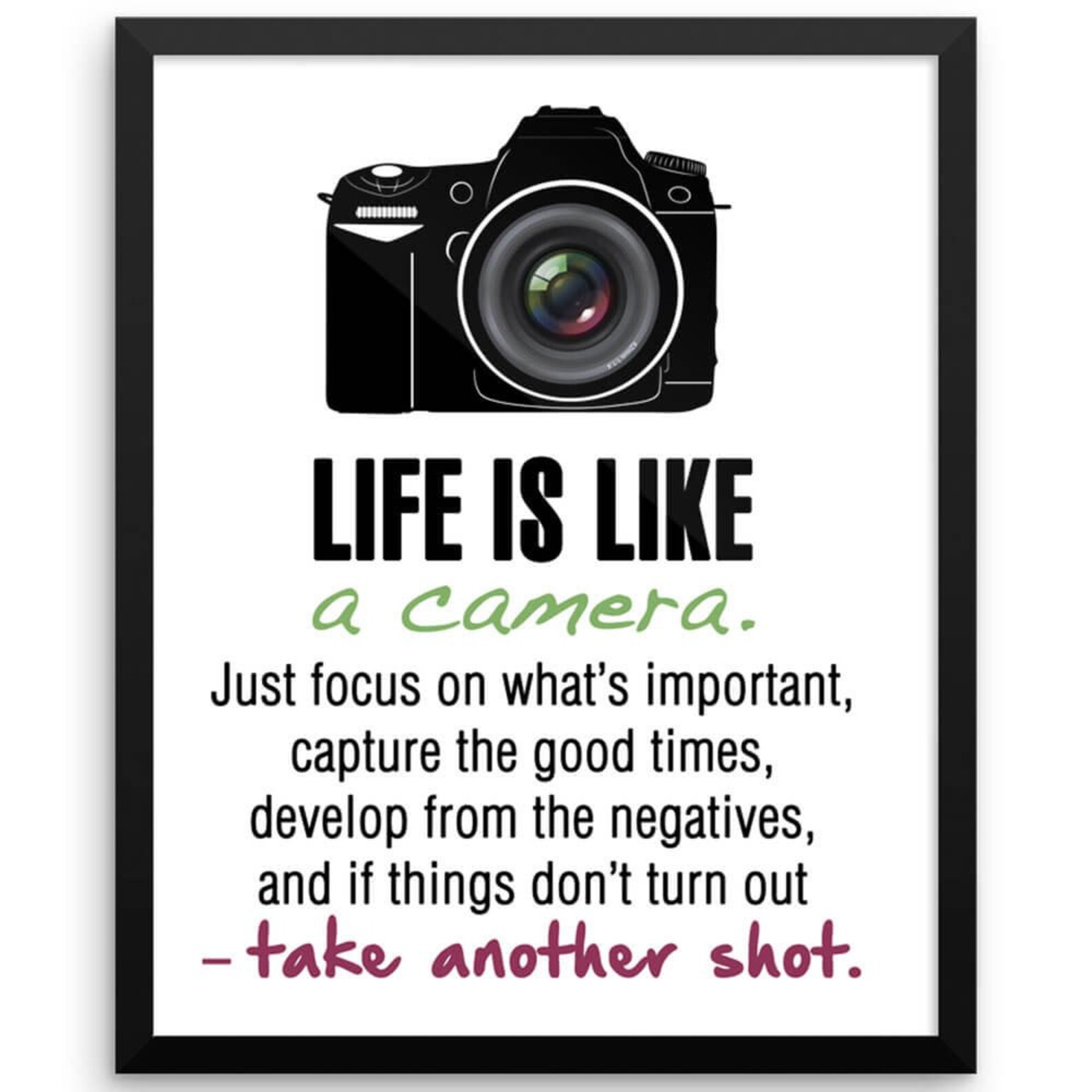 Life is Like A Camera Motivational Wall Art Print Camera Etsy