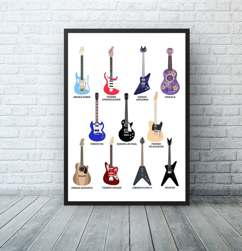 Guitar Art Music Wall Art Rock N Roll Sheet Music Art Etsy