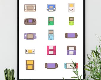 Ultimate Video Game Wall Art: Handheld Console Masterpieces, Perfect for Kid&#39;s Rooms, Man Caves, or Gamer Girlfriend Gifts