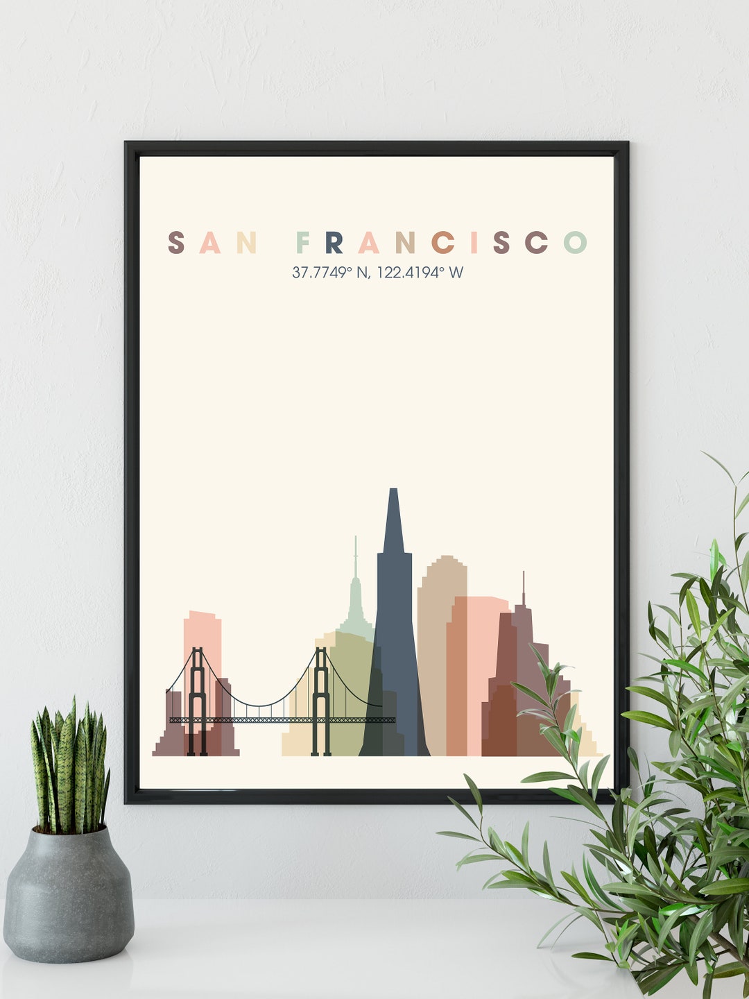 San Francisco Skyline Wall Art Cityscape Decor Dorm Room Etsy