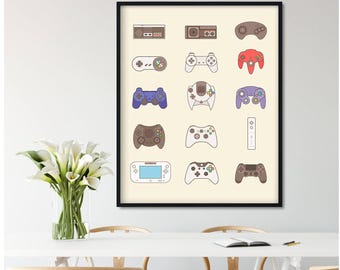 Video Game Controller Wall Art, Video Game Poster, Video Game Decor, Game Room Decor, Video Game Art Gift, Video Game Print, Video Game