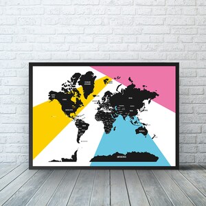 Black and White world map Decor, world map poster, large world map, Home Decor, gift for her, All the countries in the world, Travel Map