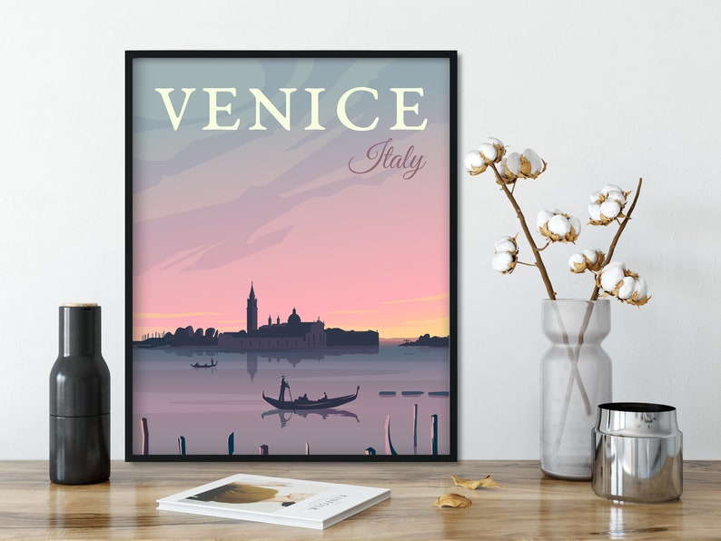 VENICE Travel Poster, Italy Travel Poster, France Travel Poster, Italys Veneto region, Italy Gift Poster, Venice Art Print, Venice Print image 2