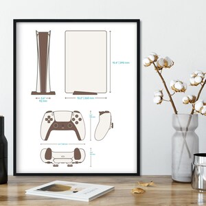 Video Gaming Console showing the Dimensions and schematics | Video Game Decor Patent Prints